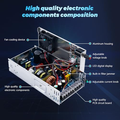 High-Performance 600 W Adjustable 24 V DC Power Supply with LED Display – Ultimate Versatile Switching Converter for 3 D Printers, CCTV Systems, and Lab Equipment – Dual Input (AC 110 V/220 V) with Multiple Output Options (5 V, 10 V, 12 V, 24 V) for Enhanced Compatibility and Efficiency