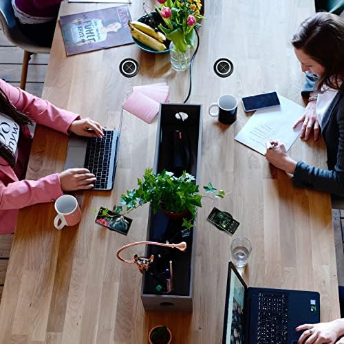 Sleek Wireless Charging Pad for Desk by JE Make IT Simple – Fast Qi-Enabled Charger for i Phone 16/15/14/13/12, Samsung, and Air Pods – Grommet Design for Clutter-Free Workspaces with Overcharge Protection and Elegant Black Finish