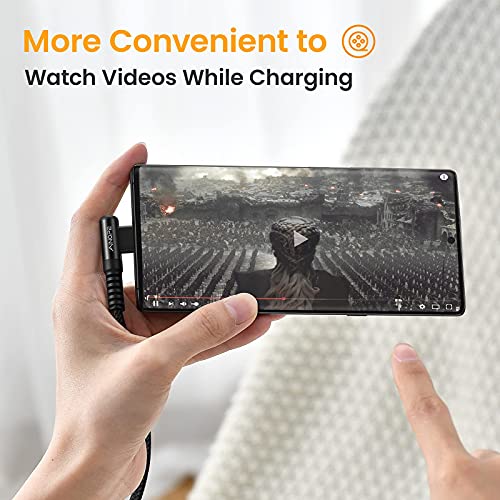 AINOPE Right Angle USB C Cable – 2-Pack (10 ft + 10 ft) Fast Charging 3.1 A Nylon Braided Charger for Enhanced Device Compatibility, Ideal for Gaming and Multitasking, Durable Black Design