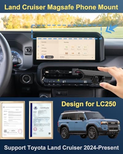 Toyota Land Cruiser 2024-2025 Magnetic Phone Mount with 15 W Fast Wireless Charger – Ultimate Driving Accessory for Enhanced Connectivity and Safety, Effortless Installation, and Sleek Aesthetic Integration