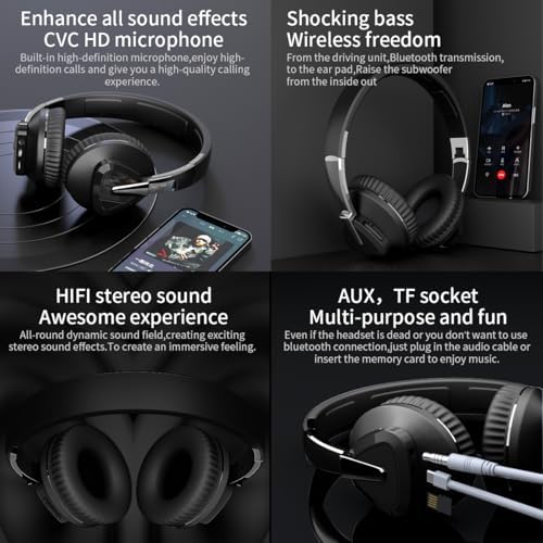 Revolutionary Wireless Bluetooth Over-Ear Headphones – V5.0 for Exceptional Lossless Audio, Ergonomic Comfort, 24-Hour Playtime, and HD Microphone for Clear Calls – Perfect for Gym, Gaming, and Mobile Use – Unmatched Sound Experience for Active Lifestyles