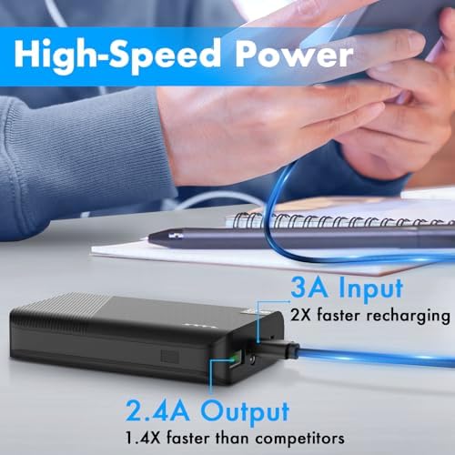 Versatile 3-Port 6000 m Ah Portable Power Bank with Built-in Flashlight and USB-C Fast Charging for i Phone & Android – Lightweight, High-Capacity Battery Pack for On-the-Go Convenience and Emergency Use