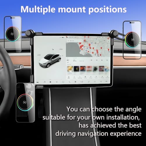 Tesla-Compatible Magnetic Wireless Charging Phone Holder: Fast Charge Auto Mount for Model Y, Model 3, Cybertruck, Model X & Model S (2020-2024) – Premium Interior Accessory for Enhanced Convenience and Style