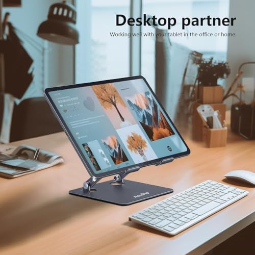 Versatile Adjustable Aluminum Tablet Stand Holder – Foldable and Lightweight Desktop Mount for i Pad Pro 12.9, i Pad Air, Mini, Samsung Galaxy Tabs, and Kindle Fire (4-12 inch) – Enhanced Stability and Comfort for Optimal Viewing Experience in Purple