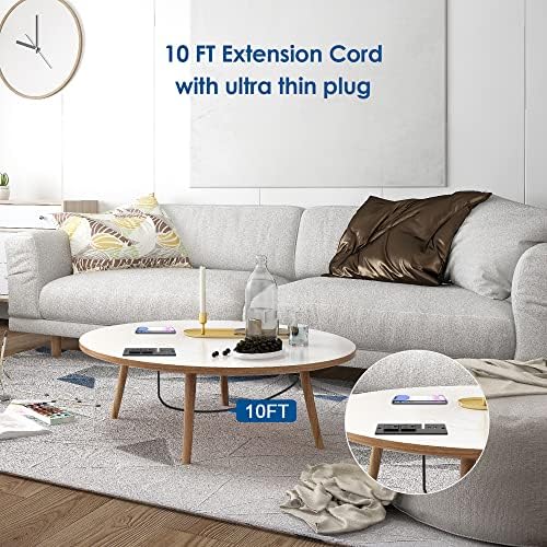 Ultra-Slim Recessed Power Strip with 30 W USB-C Fast Charging – 2 Outlets & 4 USB Ports for Multi-Device Convenience – Ideal Flush Mount Solution for Side and Sofa Tables – 6 ft Cord for Enhanced Flexibility – Perfect for Home Office & Living Spaces