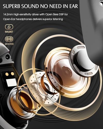 Ultimate Open Ear Bluetooth 5.3 Sports Earbuds with 48-Hour Playtime – Exceptional Hi-Fi Stereo Sound, Secure Earhooks for Active Use, LED Battery Life Display, Advanced ENC Noise Cancellation, Sweat-Resistant for Maximum Longevity, Compatible with All Devices for Uninterrupted Enjoyment