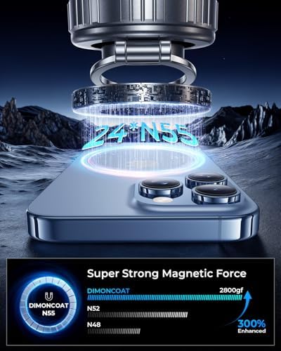 DIMONCOAT 2025 Upgraded 360° Rotation Vacuum Magnetic Phone Holder for Car,for Suction Cup Phone Mount Stand [109+LBS Strongest Suction & Magnetic] Adjustable Swivel Lock, for Your Car/Mirror – Enhanced Compatibility and Speed