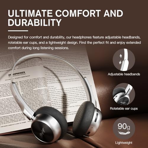 Nostalgic Retro Wireless Bluetooth Headphones – 60-Hour Battery Life, Lightweight Comfort, Built-in Microphone, Dual Device Pairing & Custom Sound App for an Immersive 80 s & 90 s Audio Adventure – Ideal for Active Music Enthusiasts and Daily Listening