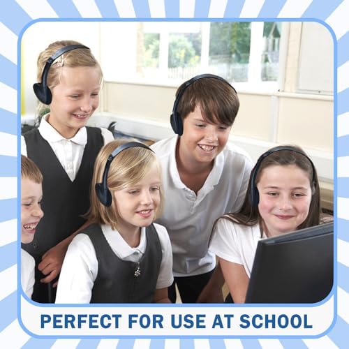 Bulk Classroom Headphones for Kids – Premium 25-Pack Wired On-Ear Headsets with Crystal Clear Sound, 3.5 mm Jack for Seamless Learning | Lightweight, Durable Design for Engaging Educational Experiences