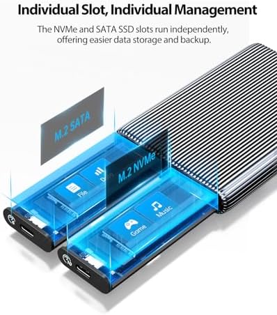 ORICO Dual M.2 NVMe SSD Docking Station – High-Speed USB 3.2 Gen2 Aluminum Adapter for PCIe M-Key & B&M Key SSDs (2230/2242/2260/2280), Tool-Free Design, Up to 4 TB Storage Capacity – Ultimate Performance & Versatility for Tech Enthusiasts