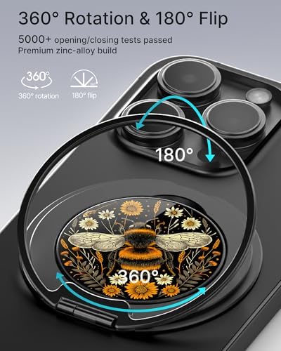 typecase Folding Phone Stand: Foldable Smartphone Holder for Desk – Ultra Thin Adjustable Kickstand – Magnetic Phone Grip Home Desk Accessories Compatible with Phone Tablets – Enhanced Compatibility and Speed