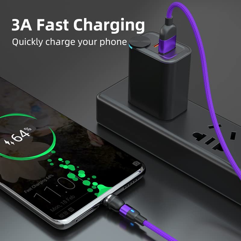 Revolutionize Your Charging Routine with the 3-Pack Nylon Braided 3 A Fast Charging Magnetic Data Cables – Universal Compatibility for Micro USB & Type C Devices – Tangle-Free 1.6 ft Length for Hassle-Free Power-Up – Perfect for On-the-Go Lifestyles & Everyday Use
