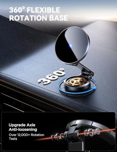 Premium JOYROOM Mag Safe Car Mount Charger – All-Metal 15 W Fast Wireless Charging Solution for i Phone 16 Pro Max Plus & 15/14/13/12 Pro Max Plus – Secure Magnetic Holder in Stylish Dark Blue for Effortless Navigation and Hands-Free Calls, Ultimate Dashboard Accessory