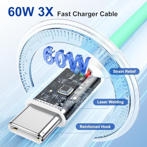 Apple i Phone 15 Charger Cable Trio – 6 ft USB-C to USB-C Fast Charging Set for i Phone 15, Mac Book & i Pad 12.9 – Superior Durability & Enhanced Compatibility for Effortless Powering Solutions