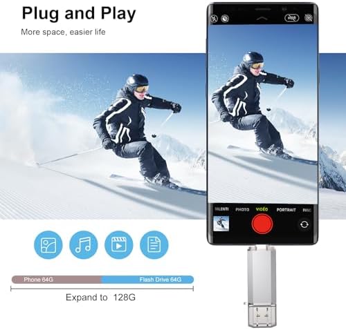 RAOYI 256 GB USB C Flash Drive – Lightning-Fast 130 MB/s Dual OTG Metal Memory Stick for Seamless File Transfers with Keychain – Ideal for Smartphones, PCs, Mac Books, and Tablets (Red) – Ultimate Storage Solution for On-the-Go Professionals