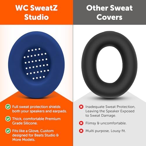 Upgrade Your Beats: WC Sweat Z Studio Earpad Covers for Studio 2 & 3 | Revolutionary Sweatproof Design, Effortlessly Washable, Perfect Fit | Unmatched Protection for Headphones & Enhanced Comfort