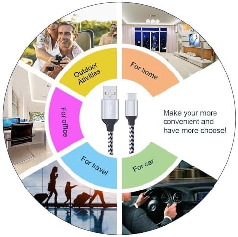 CIQILY 5-Pack Braided USB Type C Fast Charger Cable – 6 FT Quick Charging Cord for Samsung Galaxy S Series & LG Smartphones – Durable, Tangle-Free Design for Enhanced Compatibility and Rapid Power-Up