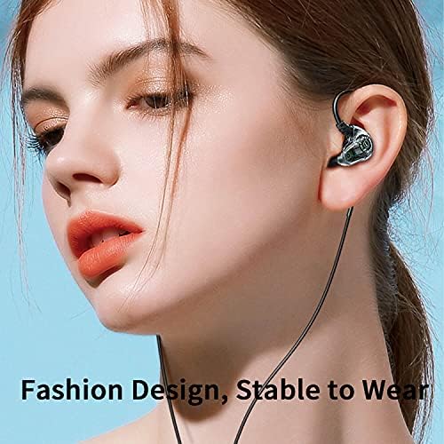 Premium Dual Driver Wired Earphones with Inline Microphone – 3.5 mm Jack, Enhanced Extra Bass, 1.2 m Durable Braided Cable, Ergonomic Hook Design for Secure Fit, Ideal for Music, Gaming & Calls – Black