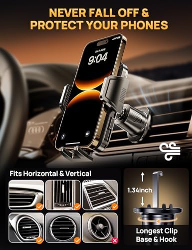 Universal CD Slot Car Phone Mount by GUANDA TECHNOLOGIES – Premium Adjustable Anti-Slip Holder for i Phone & Android Devices with Versatile Air Vent Clip for Safe Navigation and Enhanced Accessibility