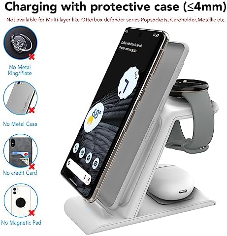 Ultra-Fast 3-in-1 Wireless Charging Hub for Google Pixel Watch 1, Pixel 9 Series, and Pixel Buds Pro – Elegant, Multi-Device Power Solution for Home and Office with Enhanced Safety Features and Sleek Design