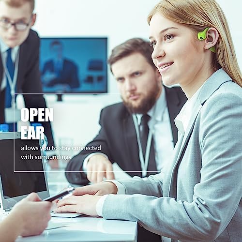 Revolutionary Open-Ear Bone Conduction Headphones for Active Lifestyles – Waterproof Wireless Sport Earbuds with Sweatproof Design and Built-in Microphone for Ultimate Comfort and Safety During Workouts – Trendy Green Color with Universal Device Compatibility