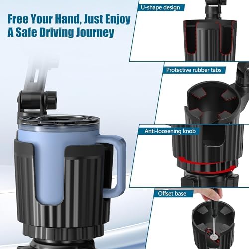 Versatile 2-in-1 Car Cupholder Phone Holder Mount – Securely Fits 4-7″ Smartphones with Expandable Base and 360° Rotating Neck for Ultimate Convenience – Perfect for Navigation and Hands-Free Calls – Durable Design for Long Journeys – Universal Compatibility with Most Beverage Bottles – Essential Vehicle Accessory for Enhanced Driving Experience