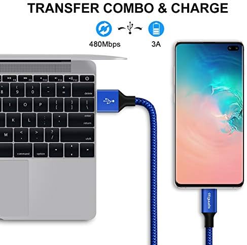 etguuds 4-Pack USB Type C Charging Cable – 6 ft Nylon Braided Fast Charger Cord for Samsung Galaxy S20/S10/S9/Note Series & Moto G – Superior Durability and High-Speed Power Delivery Up to 3 A – Ideal for Home, Office, and On-the-Go Use