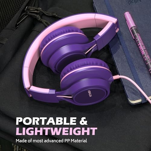 Premium AILIHEN C8 Kids Wired Headphones – Foldable On-Ear Design with Adjustable Volume Control and Built-In Microphone for Safe Listening – Perfect for School, Travel, and Home Use (Black/Blue) – Exceptional Sound Quality for Young Audiophiles and Learning Environments