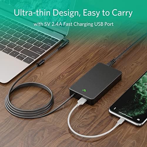 Universal 90 W Laptop Charger with Fast USB Charging – Compatible with HP, Dell, Lenovo, Acer, and More – Enhanced Power Adapter for Laptops and Ultrabooks with Multiple Voltage Outputs and 5 V USB Port for Smartphones and Tablets