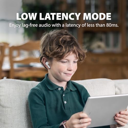 Clan K2 Bluetooth Earbuds for Kids – Safe Volume Limiting, Customizable Fit, and Low Latency for Gaming & Music – Stylish Wireless Earbuds in Blue for Ages 8-10, Enhanced Sound with 3 EQ Modes
