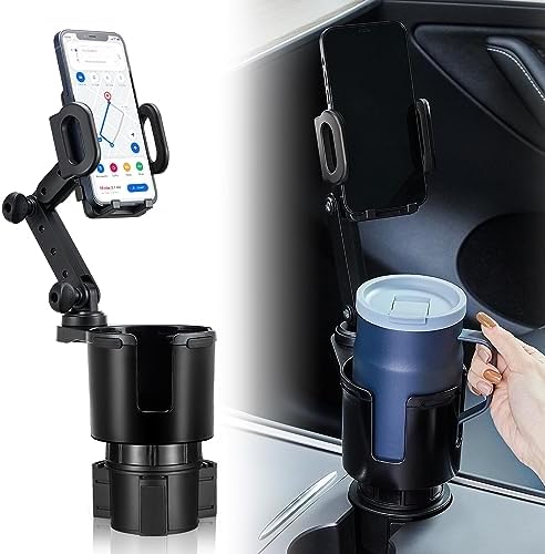 Revolutionize Your Driving with the This Hill Adjustable Car Cup Holder Expander and 360° Rotating Phone Mount – Universal Fit for All Smartphones, Including i Phones, for Ultimate Navigation and Connectivity Safety
