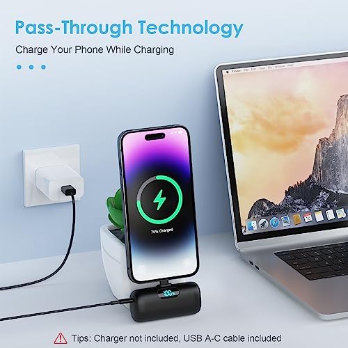 Compact Pink Portable Charger for i Phone – 5000 m Ah PD Fast Charging Power Bank, Lightweight Mini Battery Pack Compatible with i Phone 14/14 Pro Max/13/13 Pro/12 Pro/11/XS/XR/X/8/7/6 – Stylish and Versatile Backup Solution for On-the-Go Power