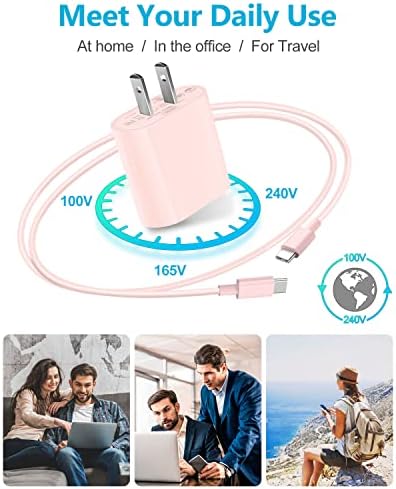 20 W USB-C Fast Charger for i Pad Pro, Air & Mini – Ultimate PD Wall Charger with 6.6 ft USB-C to C Cable for Rapid Charging Across All Generations, Compact Design for On-the-Go Power Solutions, Enhanced Safety Features to Prevent Overheating