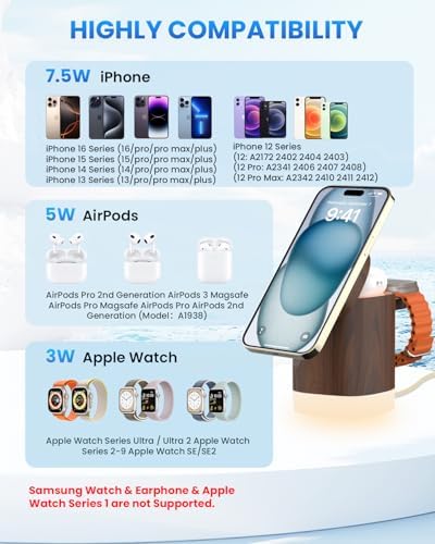 Travel-Ready Joy Geek 3-in-1 Wireless Charging Station – Fast Mag-Safe Charger for i Phone 16-12 Series, Apple Watch Series 10-2, and Air Pods Pro – Ultimate Compatibility and Speed for On-the-Go Lifestyle