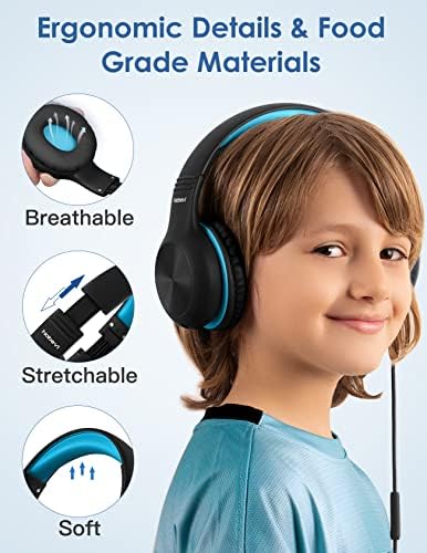 Premium Kids Over-Ear Headphones with Built-In Microphone – Safe Volume Control, Lightweight Dark Green Design for Online Learning & Travel, HD Sound Quality, Collaborative Audio Sharing Feature for Enhanced Learning Experiences
