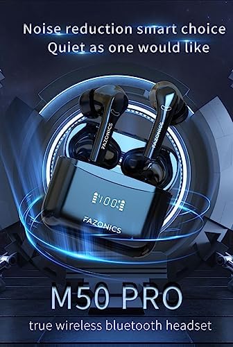 Experience Ultimate Audio Freedom with Quickpods M50 Pro True Wireless Earbuds – Bluetooth 5.3 with ANC & ENC, 36-Hour Playtime, IPX5 Waterproof Design, Ergonomic Comfort for i Phone & Android Users – Stylish Black with LED Power Display Charging Case