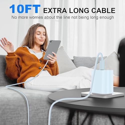 10 FT i Pad Fast Charging Cable Set – High-Power 20 W USB C Charger with Extended Reach for Ultimate Flexibility, Compatible with i Pad 10 th/11 th Gen, i Pad Pro (12.9/11 inch), i Pad Air (4 th/5 th), and i Pad Mini – Durable, Stylish Black Design for Seamless Charging Experience