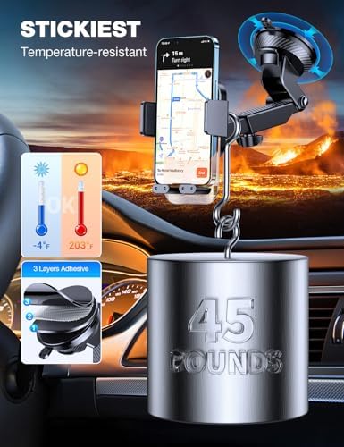 AKESEPE [Thick Cases Friendly [85+LBS Strongest Suction] Phone Holders for Your Car 2025 Upgraded Car Phone Holder Mount Truck Stand for Dashboard Windshield Vent for iPhone Samsung All Phones – Enhanced Compatibility and Speed