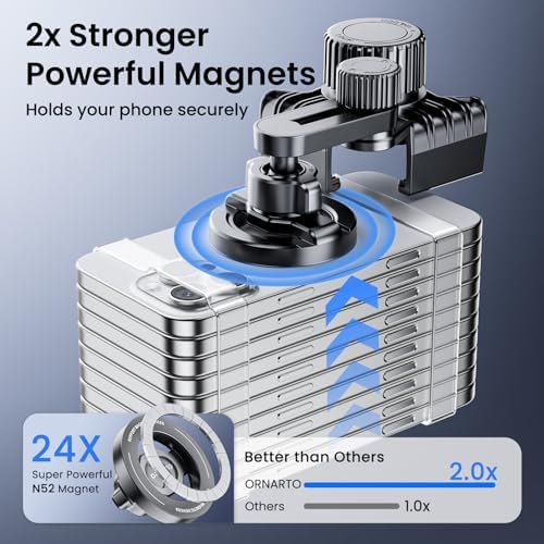 ORNARTO Magnetic Phone Mount for Tesla Model 3/Y/Cybertruck – 360° Rotatable Car Holder with Overload Protection and Anti-Slip Suction – Secure, Stylish Dashboard Accessory for Effortless Navigation and Enhanced Safety