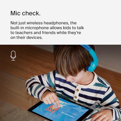 Belkin Sound Form Mini Kids Wireless Bluetooth Headphones – Safe 85 d B Volume Control, 30-Hour Playtime, Built-In Microphone – Lightweight On-Ear Style for i Phone, i Pad, Fire Tablet & More – Ideal for Learning, Entertainment & Safe Listening