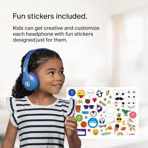 Belkin Sound Form Mini Kids Wireless Bluetooth Headphones – Safe 85 d B Volume Control, 30-Hour Playtime, Built-In Microphone – Lightweight On-Ear Style for i Phone, i Pad, Fire Tablet & More – Ideal for Learning, Entertainment & Safe Listening
