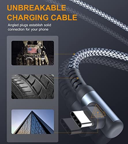 High-Speed USB-C to USB-C Charging Cable 60 W [2-Pack 10 ft] – Right Angle Design for i Phone 15 & 16, Mac Book Air/Pro, Samsung Galaxy S20-S25, Pixel – Ultimate Efficiency and Versatile Compatibility for Fast Data Transfer and Reliable Power Delivery