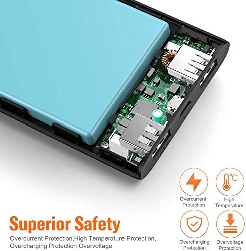 Ultra-Slim 10000 m Ah Portable Power Bank – Dual USB Outputs & USB-C Input, Compact External Charger for i Phone 12/13, Samsung S20, Tablets – Stylish Black and Red Design for Maximum Portability and Enhanced Device Compatibility