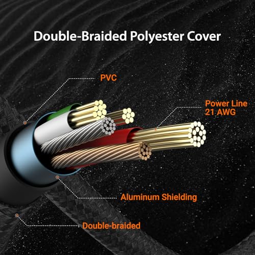 j5 create 100 W USB C to USB C Fast Charging Cable – 5.9 ft Double Braided Design with E-Marker Chip for Enhanced Compatibility and Speed – Ideal for Samsung Galaxy, i Pad Pro, Laptops, and More – Reliable Power and Data Transfer for Ultimate User Experience