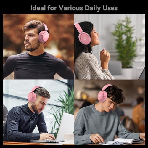 Experience Next-Level Audio with Stylish Pink Wireless Over-Ear Headphones – Premium Noise Cancellation, Hi-Fi Stereo Sound, and 30-Hour Playtime for Unmatched Comfort in Travel and Home Office Use, Featuring Immersive Deep Bass and Foldable Design for Effortless Portability and Extended Listening Pleasure