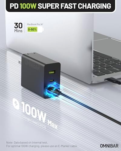 100 W USB-C Ga N Fast Charger | 3-Port Wall Adapter for Mac Book Pro, i Phone 16 Pro, Galaxy S24 Ultra & More | Compact Foldable Design for Multi-Device Charging | PD3.0 & PPS Technology for Optimal Efficiency & Speed | Ultimate Travel Companion for All Your Devices