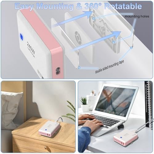 240 W High-Speed 8-Port Charging Station – Multi-Device USB Hub for i Phone, i Pad & Mac Book with 6 USB-C PD Ports, 2 USB-A Ports, 5 ft Braided Cord, On/Off Switch, Flat Plug Design for Travel Convenience and Optimal Space Management – Ultimate Charging Solution for Tech Enthusiasts