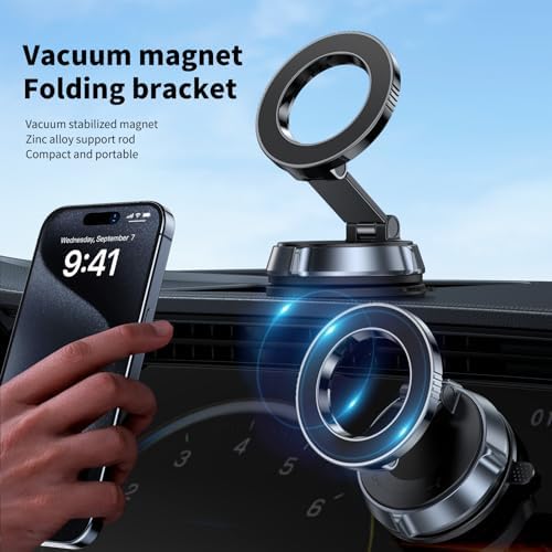 Ultimate Vacuum Magnetic Car Phone Holder: Innovative Suction Cup Mount for Hands-Free Navigation & Secure Smartphone Management – Compact, Durable, 360° Adjustable Design for Enhanced Road Safety & Universal Compatibility
