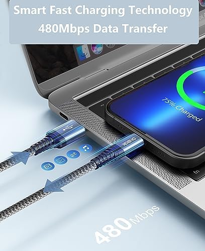 Experience Unmatched Charging Efficiency with the ohbox USB-C to Lightning Cable 3 FT – 3 Pack Fast Charging Braided Cords for i Phone 14/13/12/11 and i Pad – Ultimate Durability and Compatibility for Your Devices
