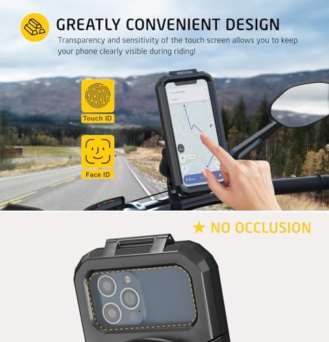 All-Weather IP66 Waterproof Bike Phone Holder – RAM B Size Compatible Cradle for 3.5″-6.1″ Smartphones, Effortless 360-Degree Viewing, Quick-Release Design for Adventurous Cyclists – Exceptional Durability and Weather Resistance